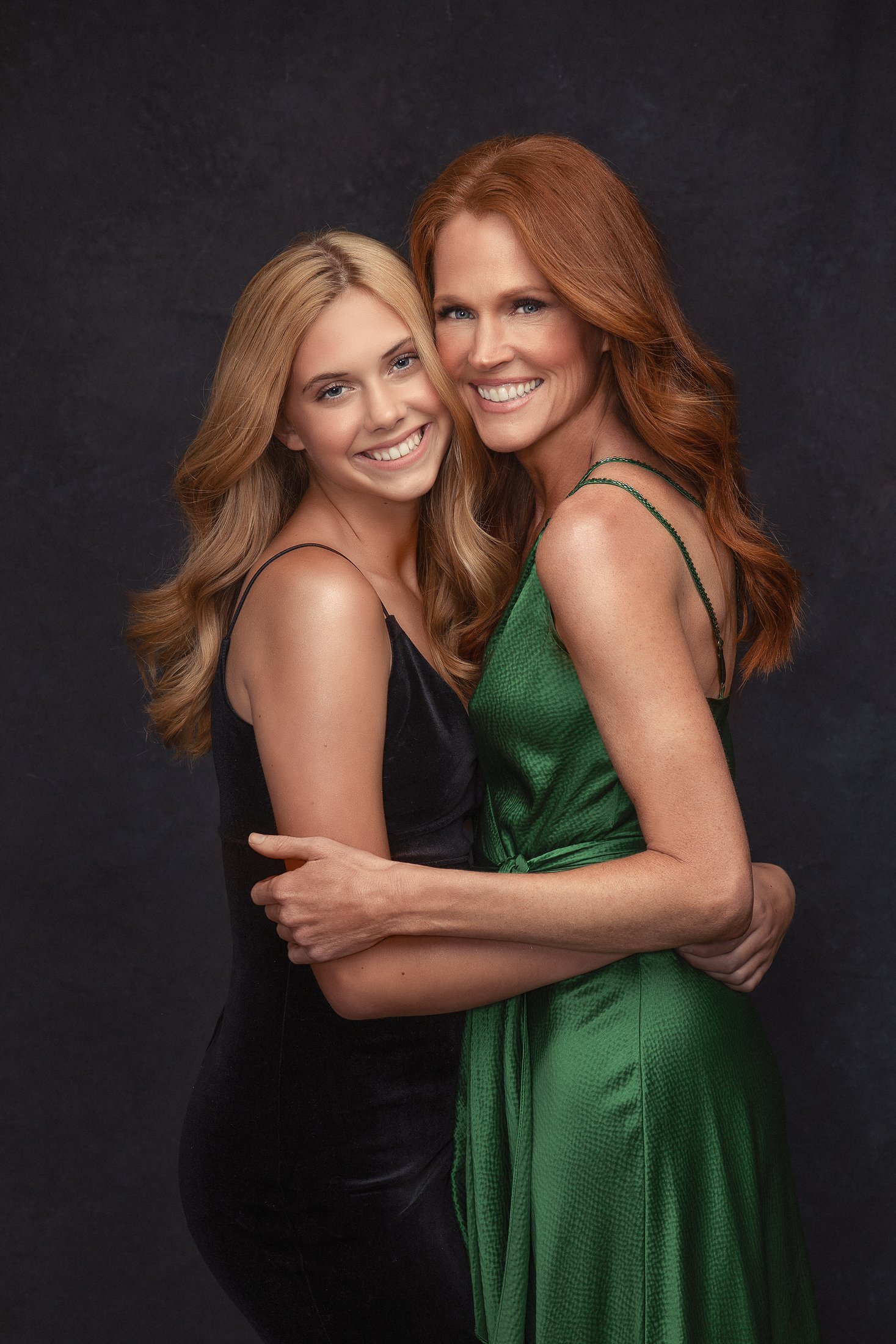 Mother and daughter portrait, black-tie family session in Dallas
