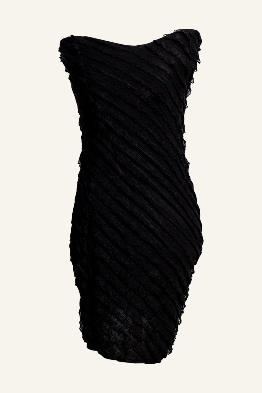 Black ruffled silhouette from the Studio Archive, catalogued on white